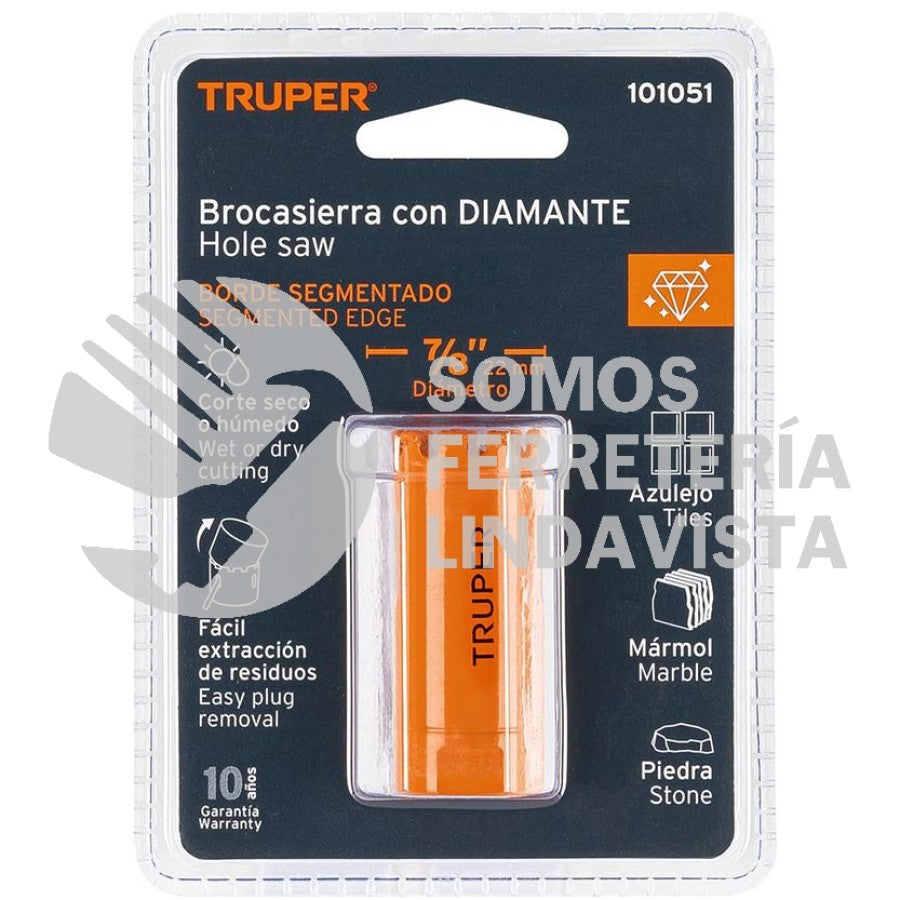 Brocasierra Diamante 7/8" Borde Segmentado, Truper