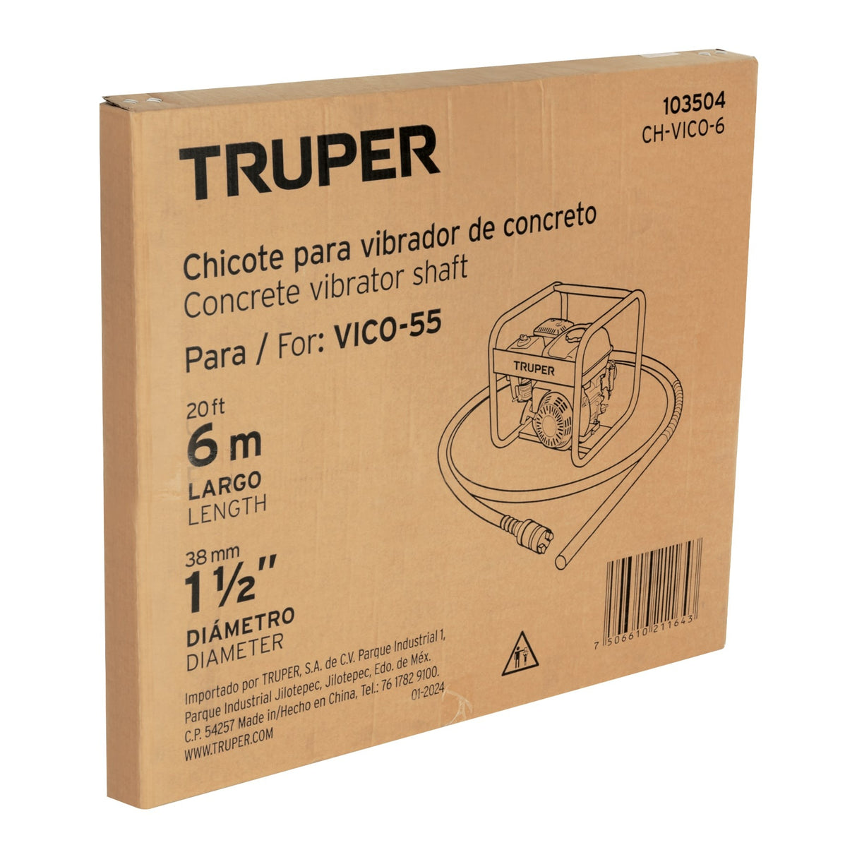 Chicote 6 m para vibrador de concreto, Truper