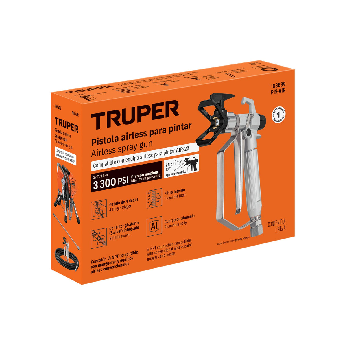 Pistola para pulverizador de pintura, sin aire AIR-22, Truper