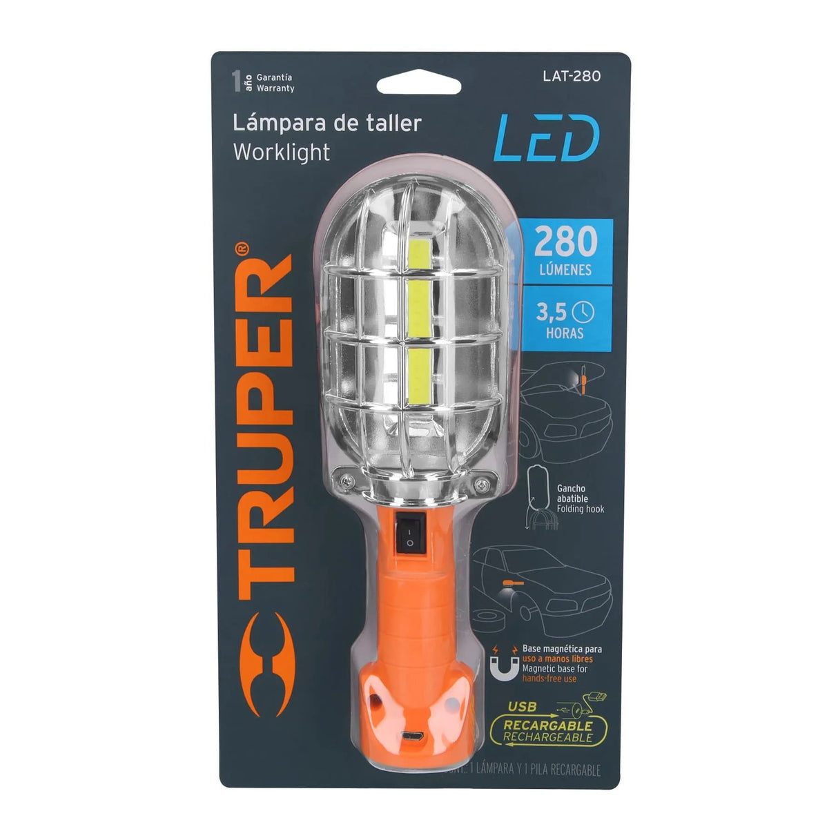 Mini Linterna LED 280 Lm Recargable, Tipo Llavero, Truper