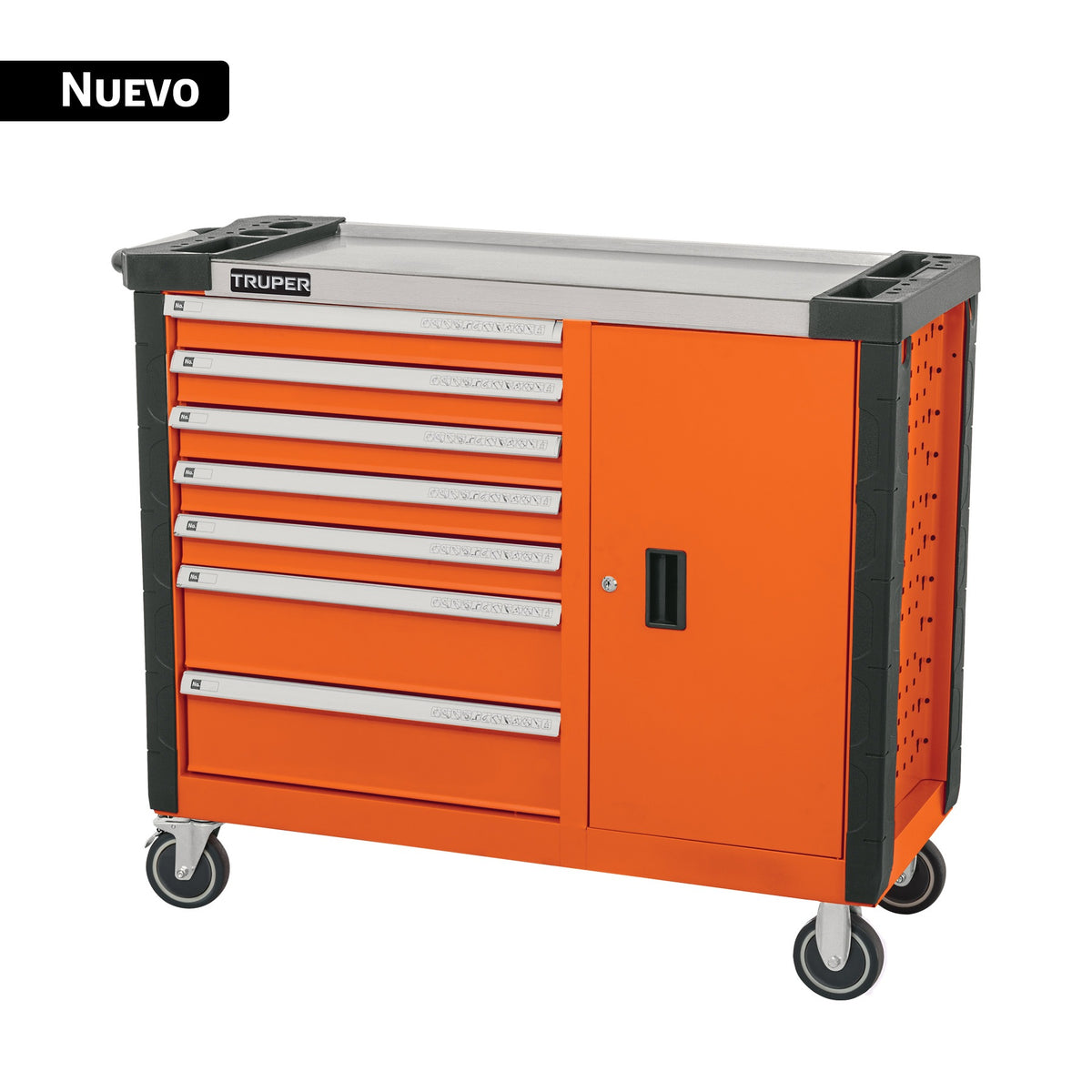 Gabinete metálico movil, 7 cajones, capacidad 350 kg, Truper