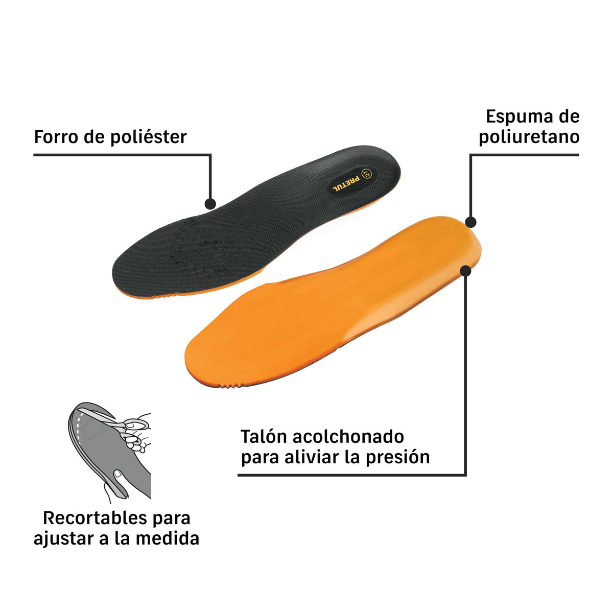 Par de plantillas para zapato talla 27, Pretul