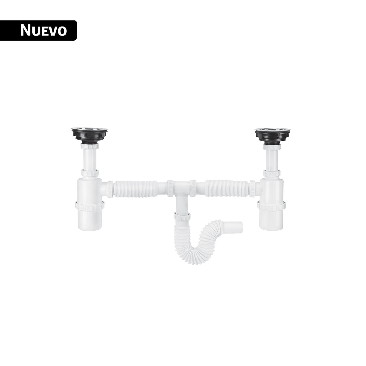 Céspol de bote doble con contracanastas de acero inoxidable