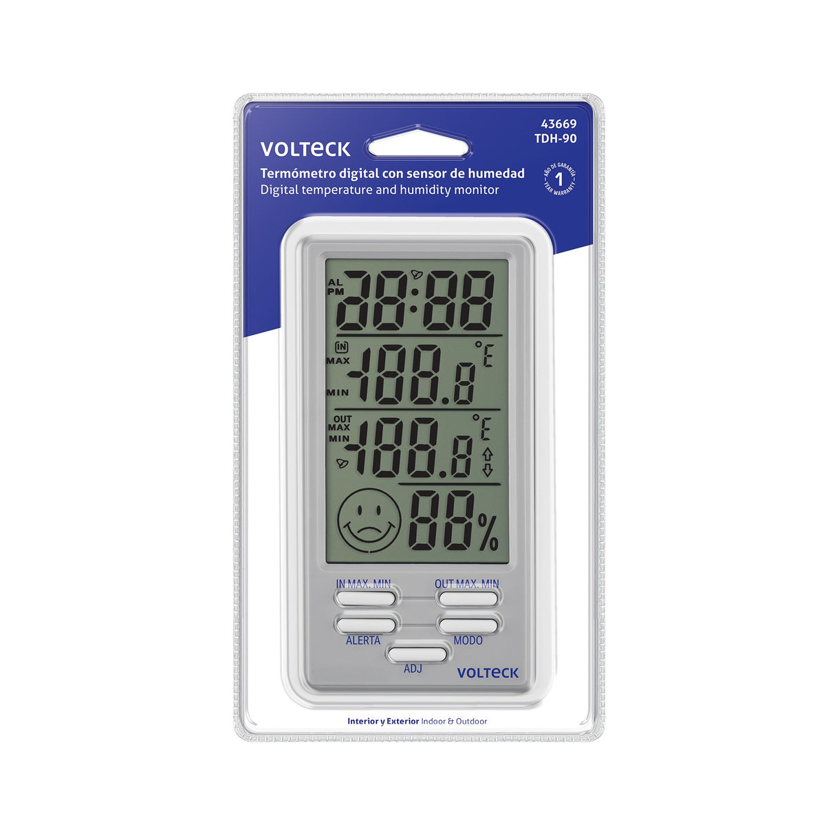 Termómetro digital con sensor de humedad, higrómetro, Volteck