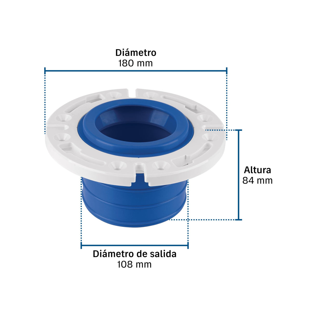Brida con cuello flexible para WC, tubería de 4', Foset