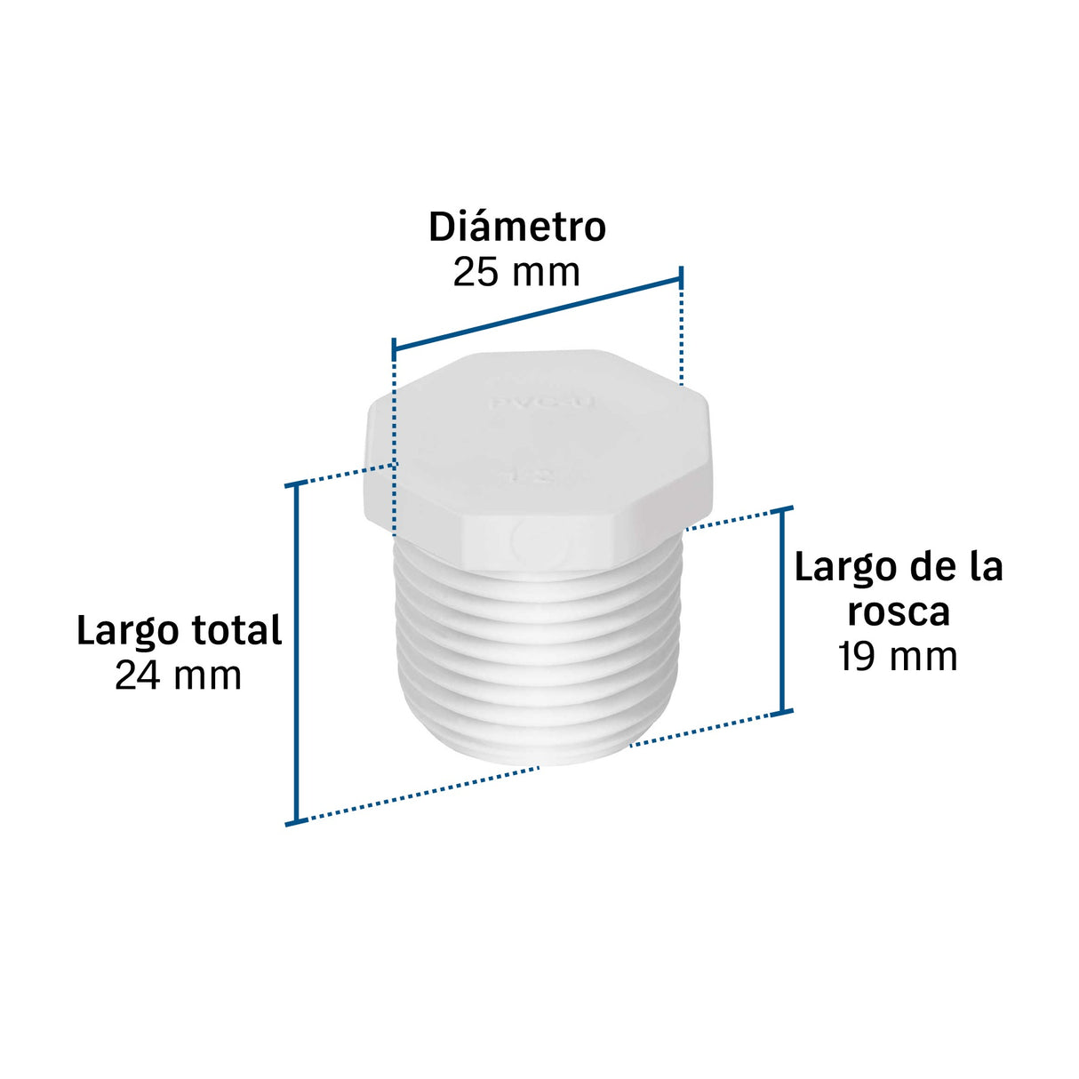 Tapón macho de PVC 1/2', Foset