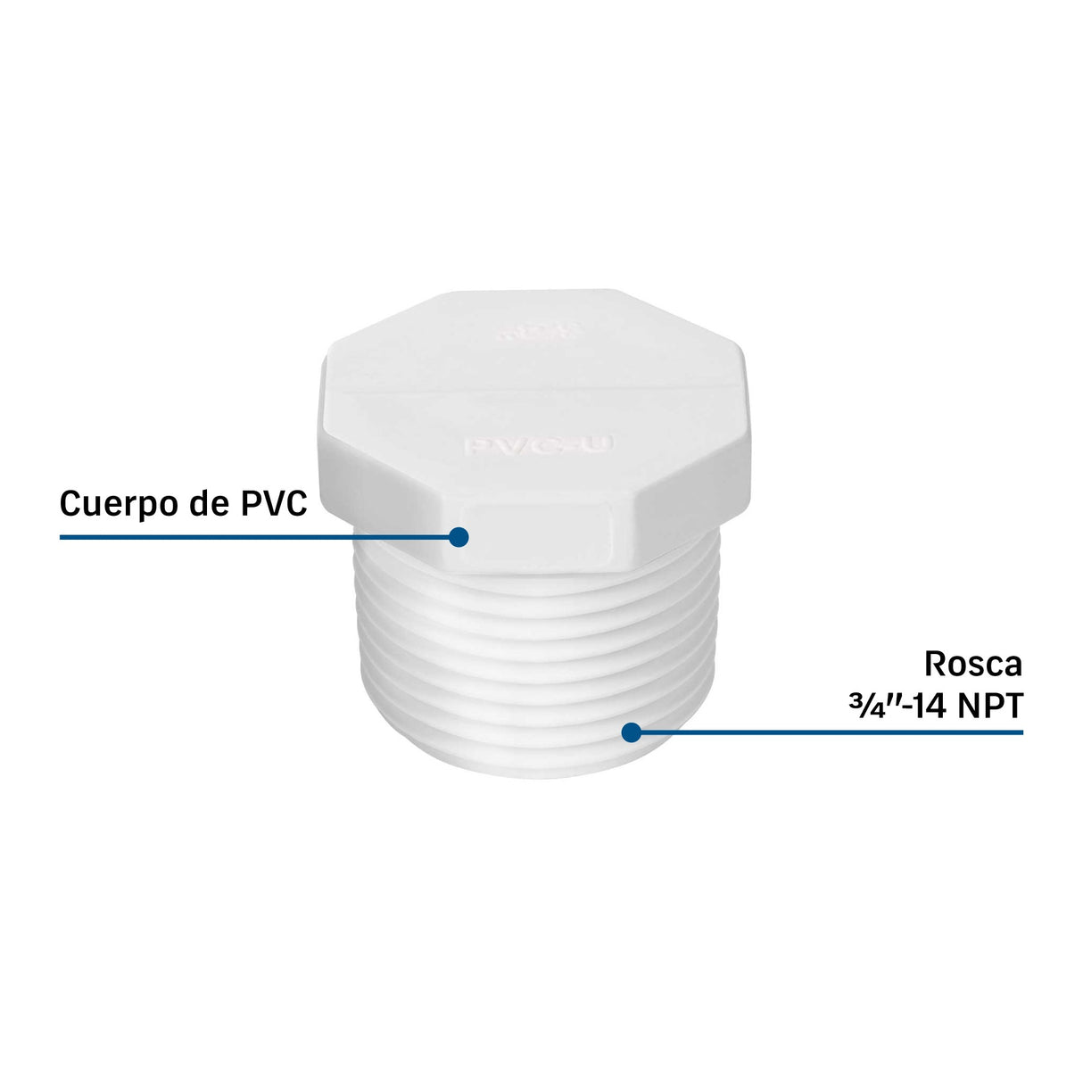 Tapón macho de PVC 3/4', Foset