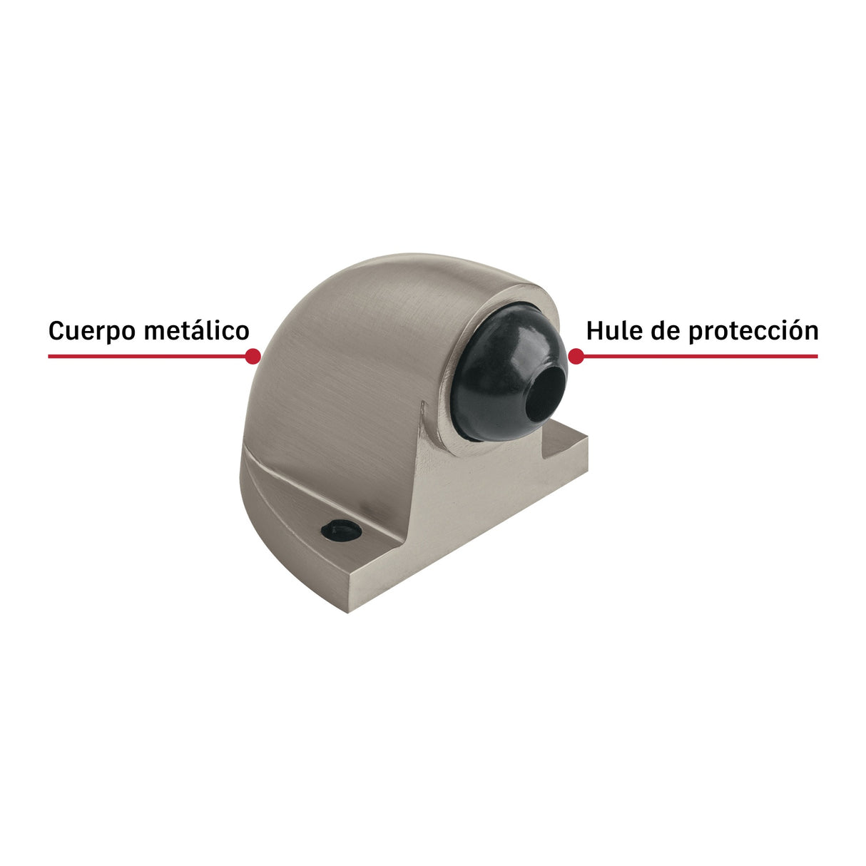 Tope tipo codo para puerta, níquel satín, Hermex