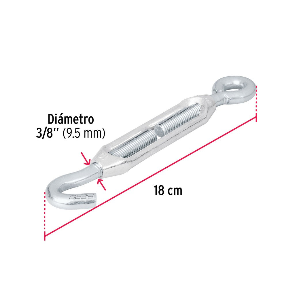 Tensor Forjado 3/8' Quijada - Quijada, Galvanizado, Fiero