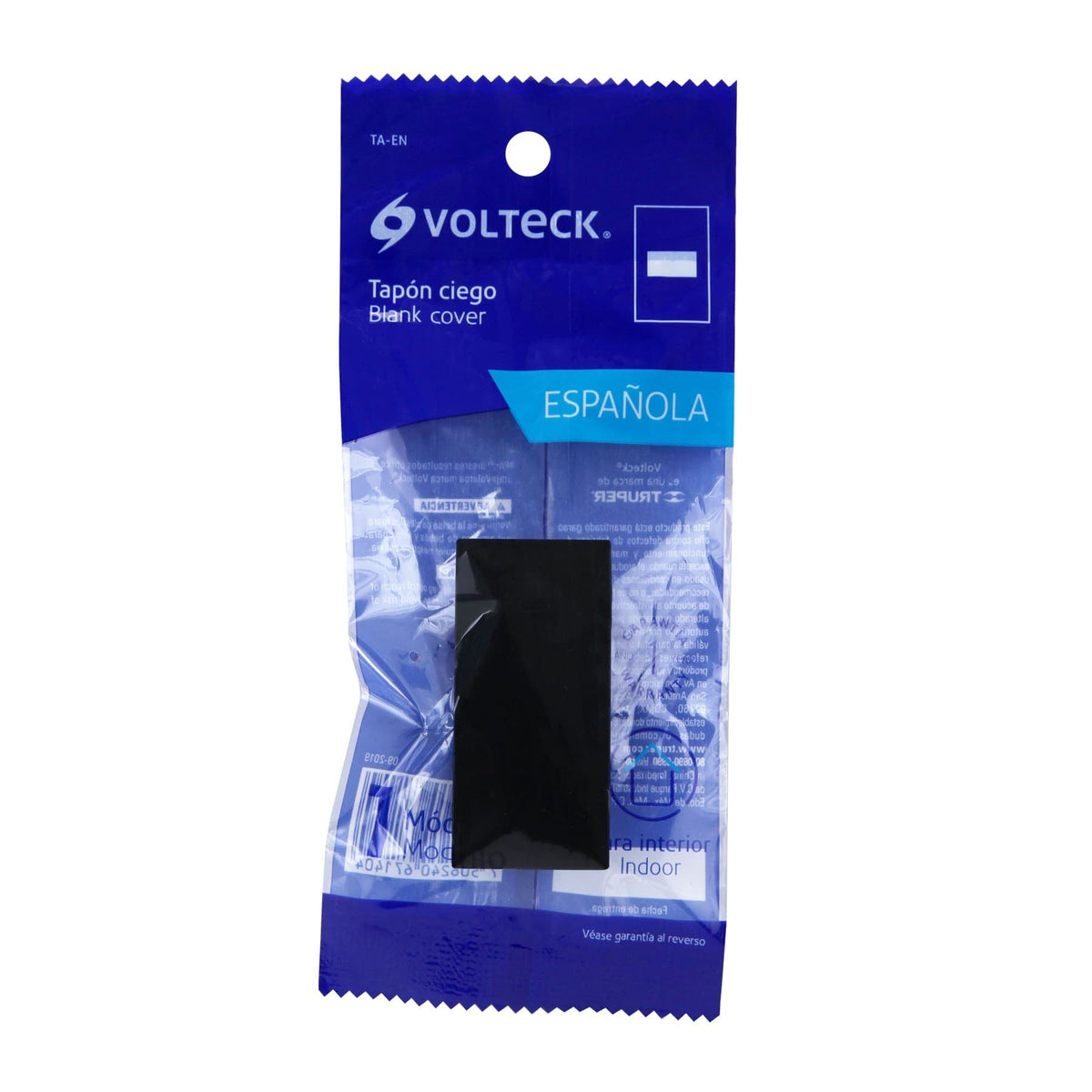 Tapon Ciego, 1 Modulo, Linea Espanola, Color Negro, Volteck