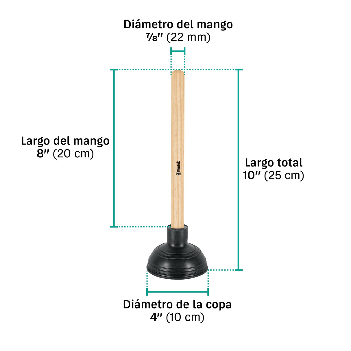 Bomba destapacaños para lavabo, 10 cm, Klintek