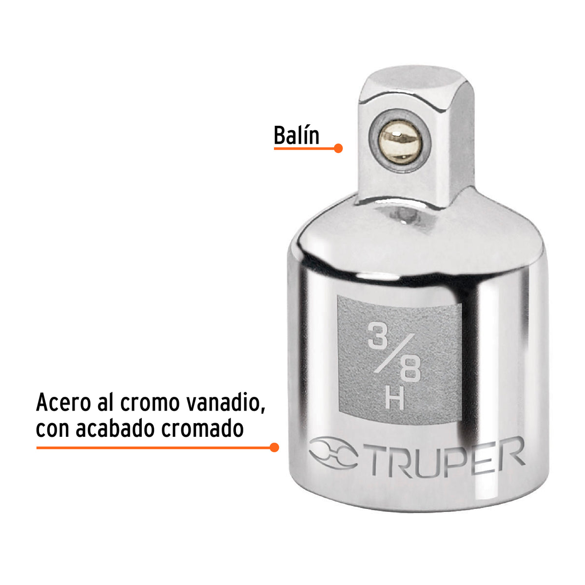 Adaptador para Matraca de Cuadro 3/8' a Cuadro 1/4', Truper