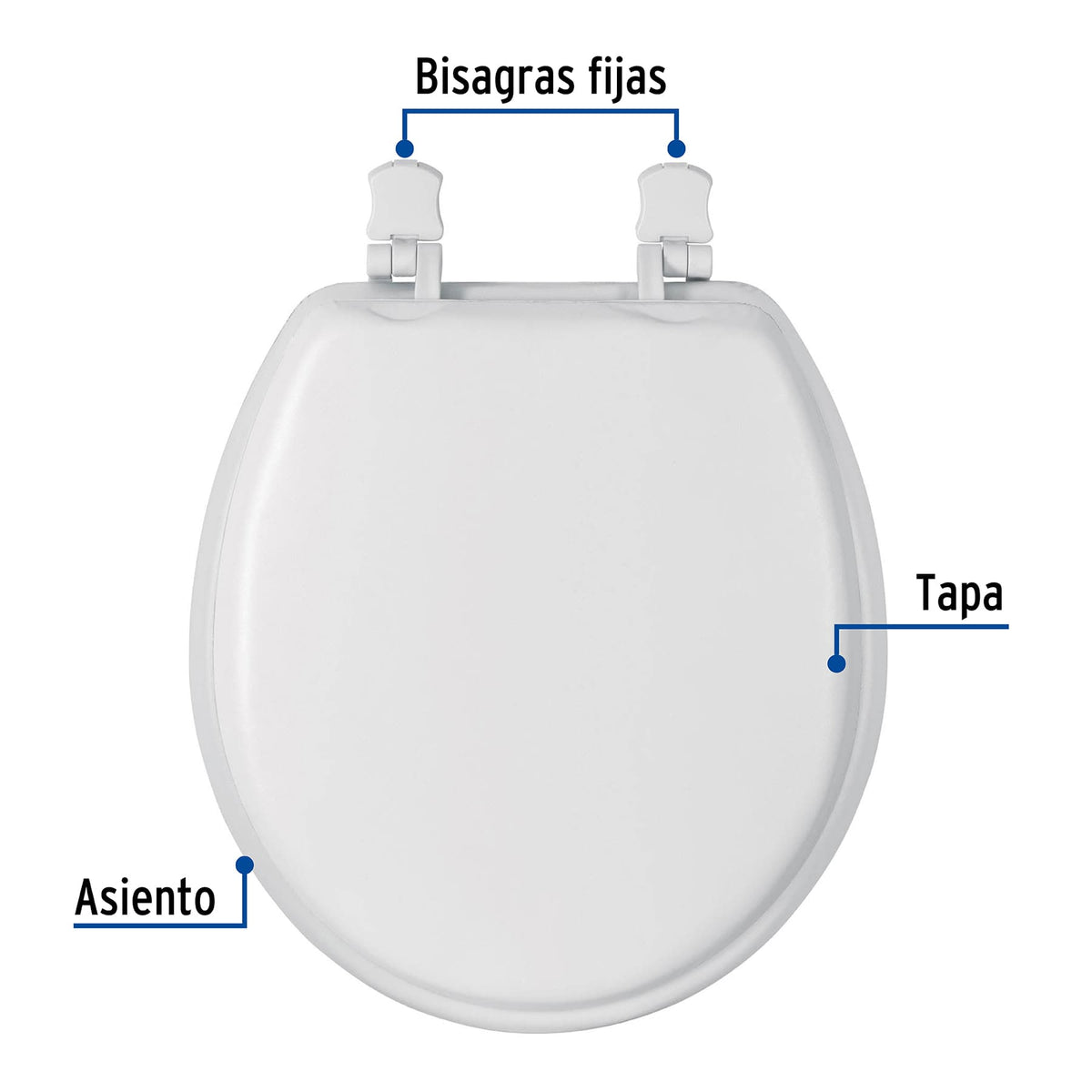 Asiento Redondo Acojinado para Wc, Cerrado, Blanco, Foset