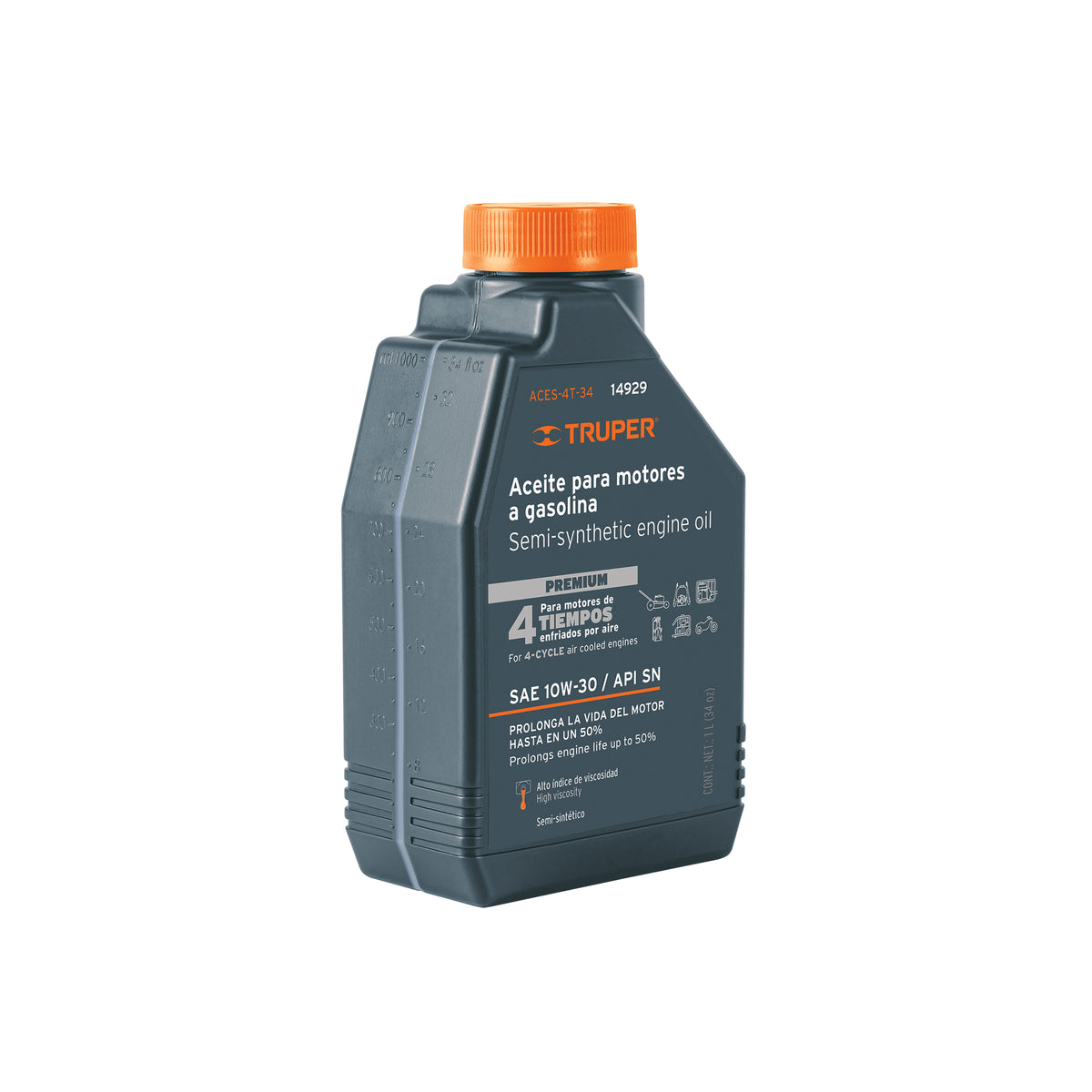 Aceite Semi-sintético, 4 Tiempos, 1000 ml (34 Oz), Truper