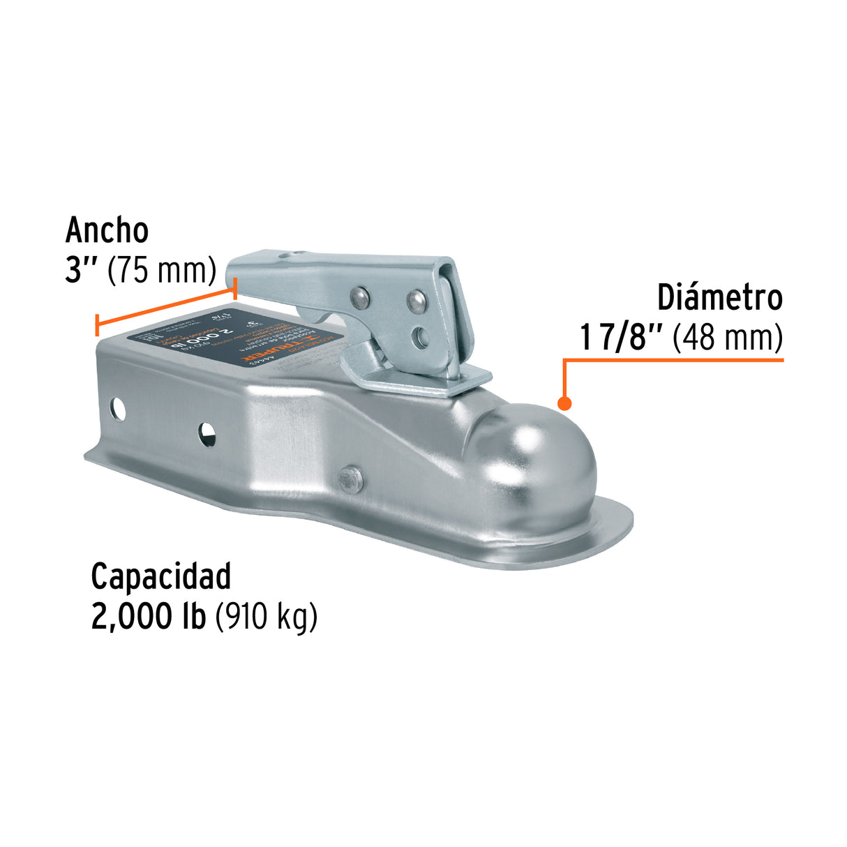 Acoplador para Remolque, para Bola de 1-7/8', Truper