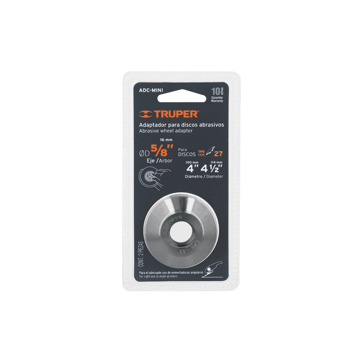 Adaptador para Discos Abrasivos 4' y 4-1/2', Tipo 42, 5/8-11