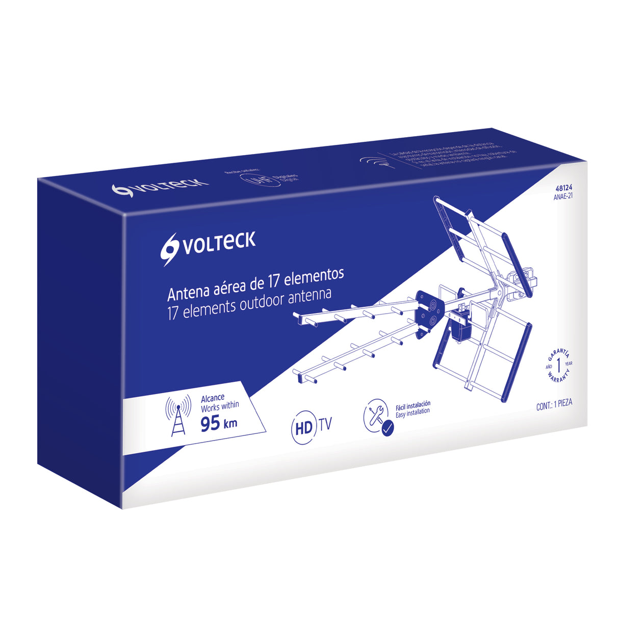 Antena Aérea para TV HD, 17 Elementos, Volteck