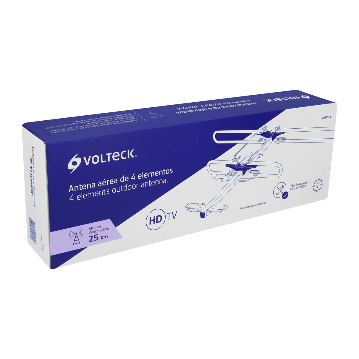 Antena Aérea para TV HD, 4 Elementos, Volteck