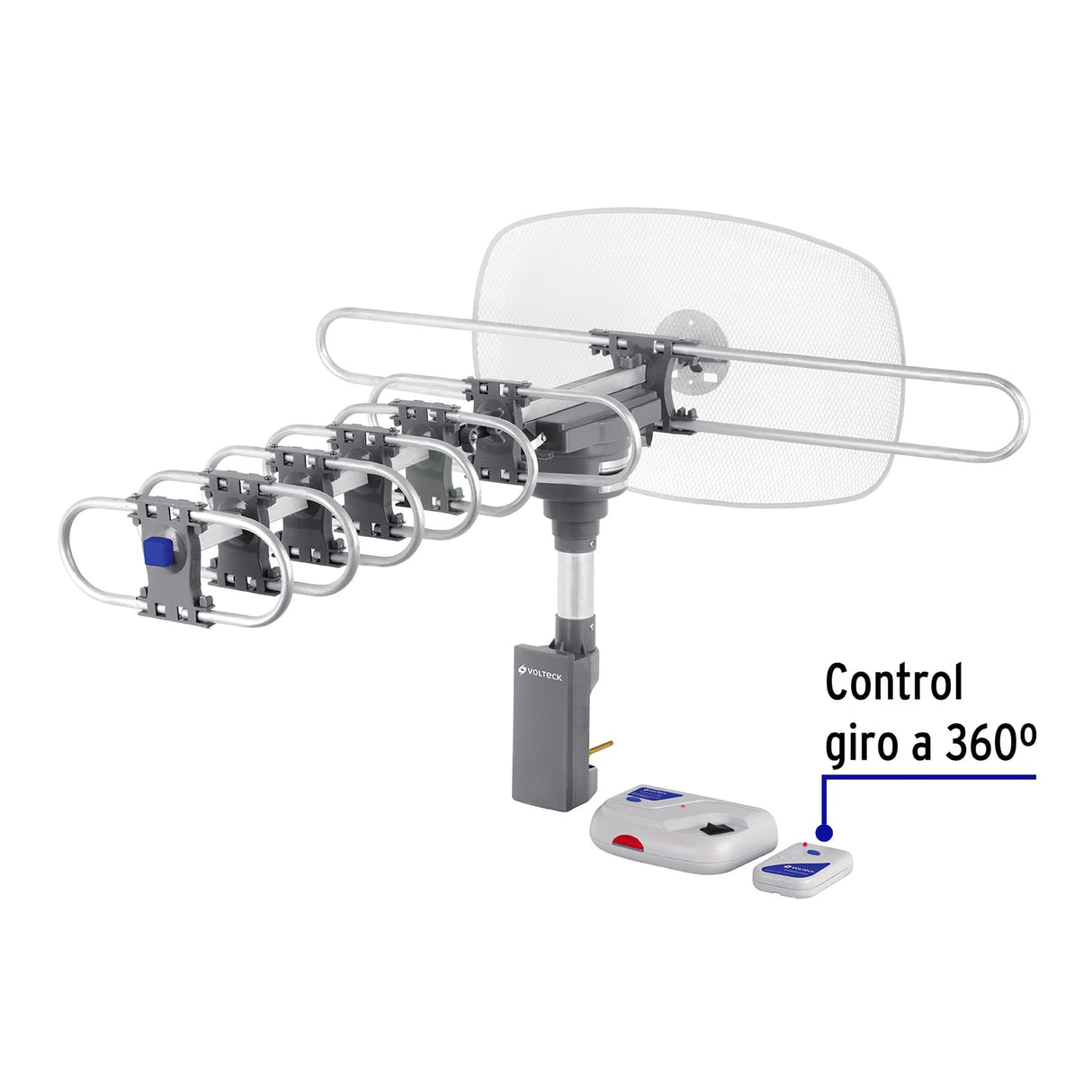 Antena Aérea para TV HD, Giratoria 360° con Control y Cable