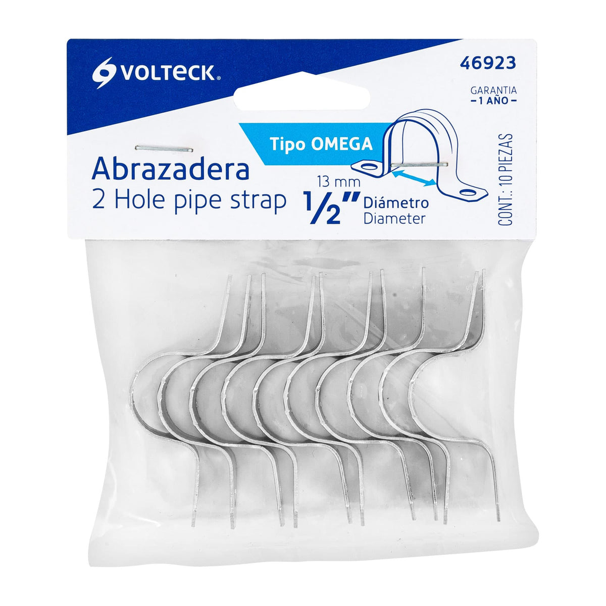 Bolsa C/10 Abrazaderas Tipo Omega 1/2' para Tubo Pared Delgada
