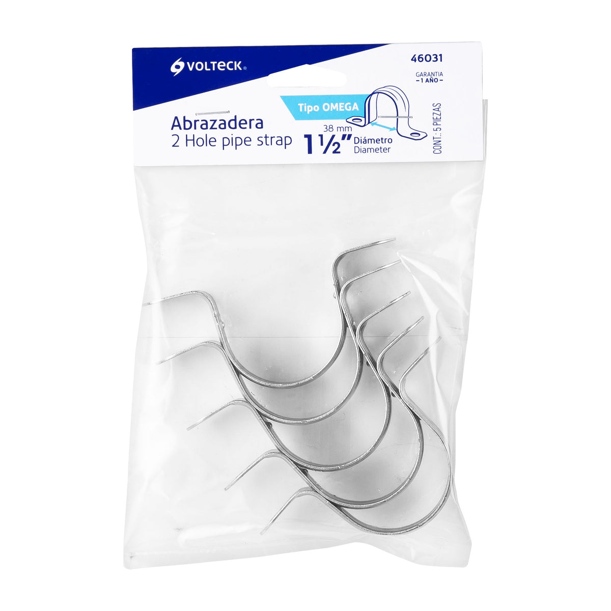Bolsa C/5 Abrazaderas Tipo Omega 1-1/2' para Tubo Pared Delgada