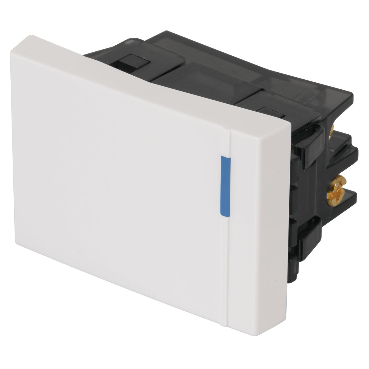 Interruptor de 3 Vías, 1.5 Módulos, Línea Española, Blanco