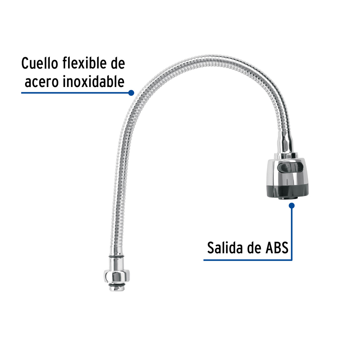 Cuello Flexible para Mezcladora de Fregadero, Cromo, Aqua