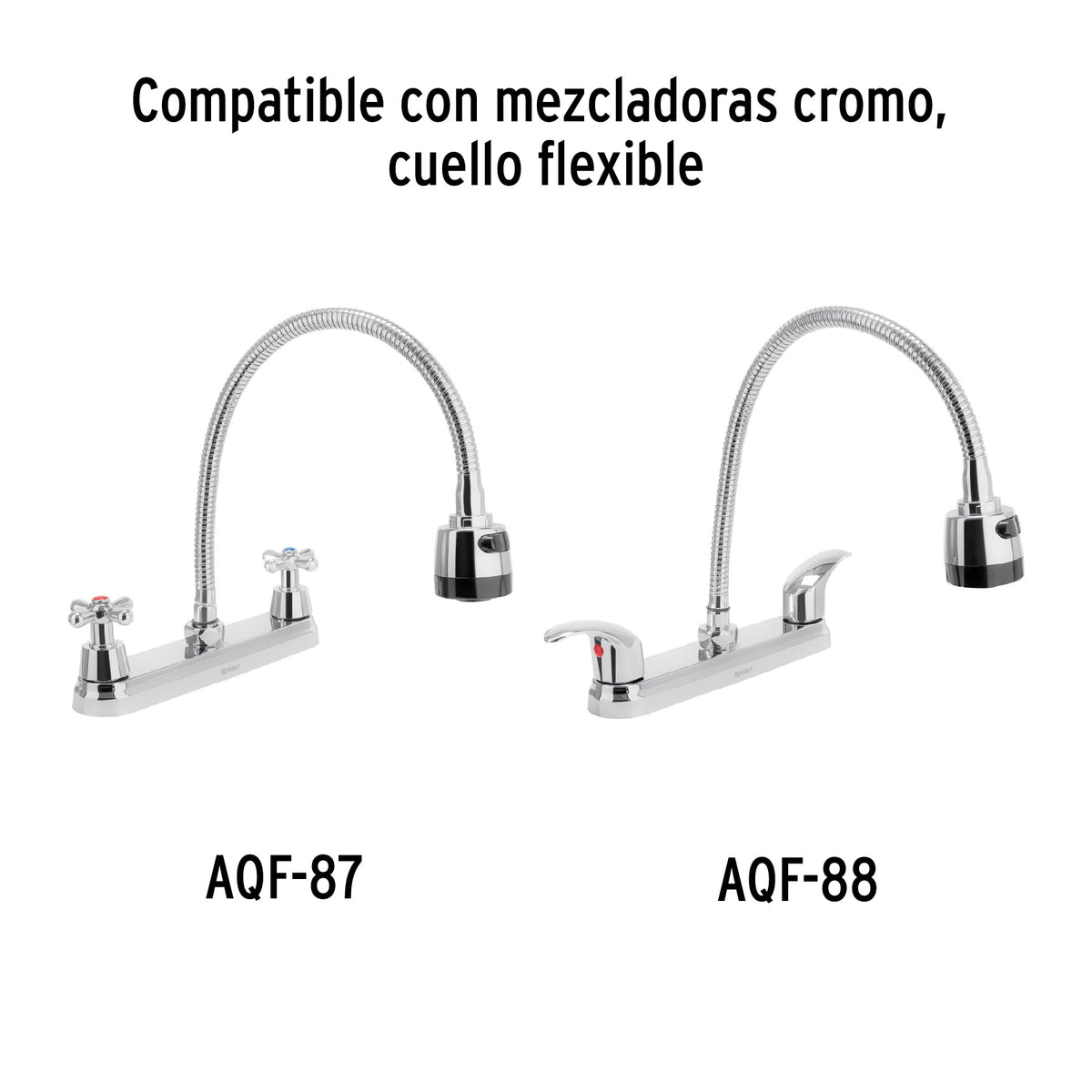 Cuello Flexible para Mezcladora de Fregadero, Cromo, Aqua
