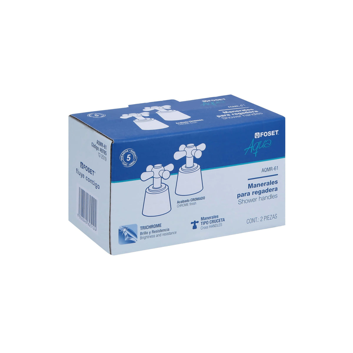 Juego de Manerales de Cruceta para Regadera, Cromo, Aqua