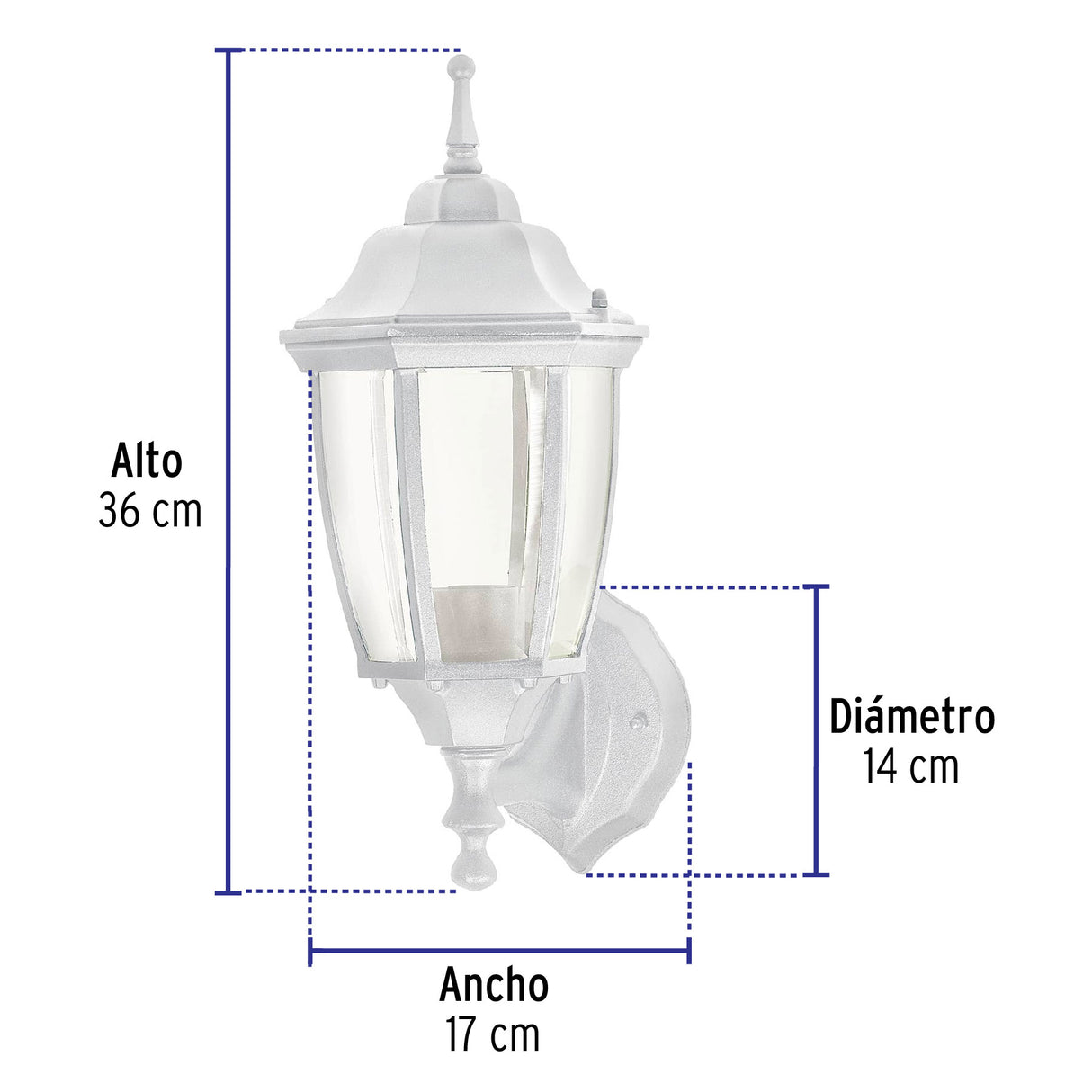 Arbotante Tipo Farol Tradicional Soportado para Exterior Blanco