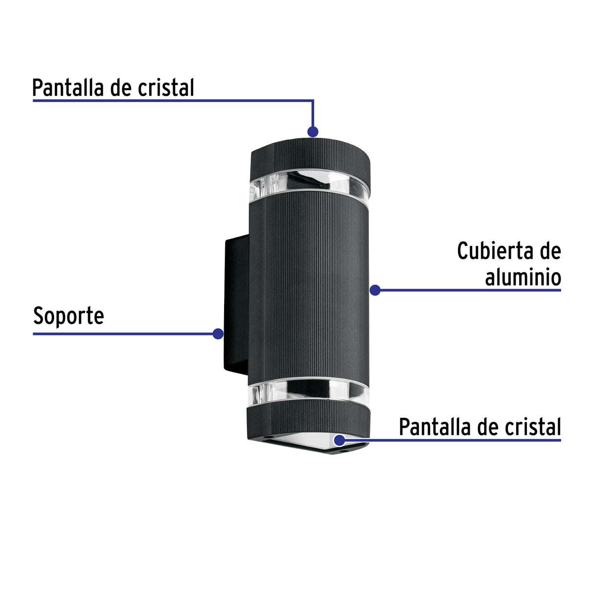 Arbotante Exterior con 2 Spots, Lámparas No Incluidas, Negro