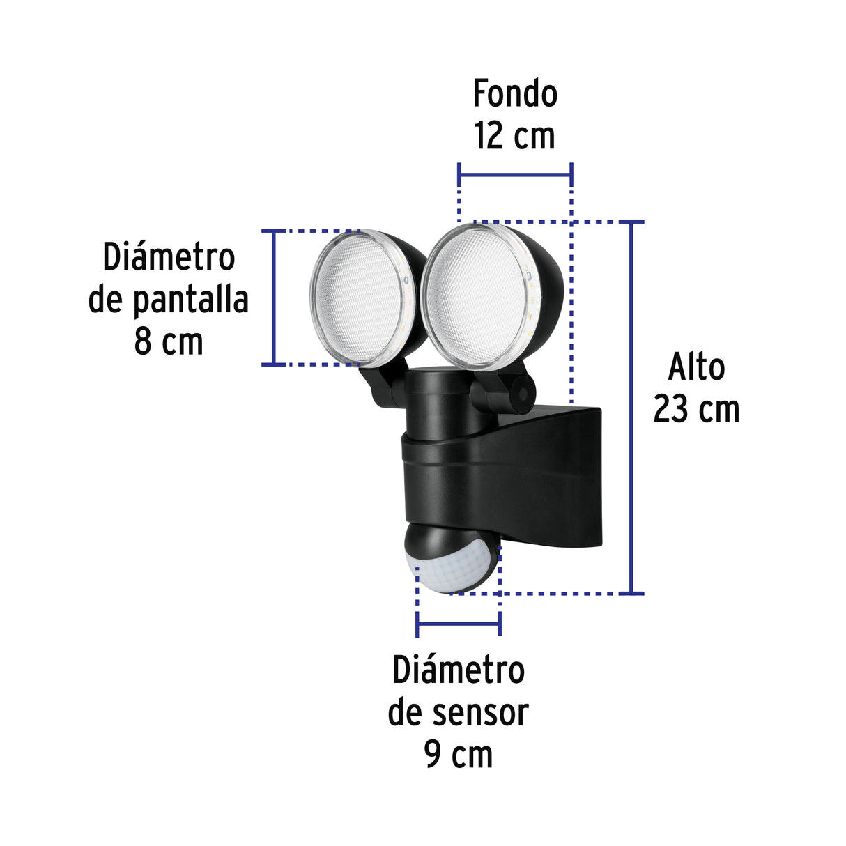 Arbotante LED 12 W Negro con Sensor de Movimiento, Volteck