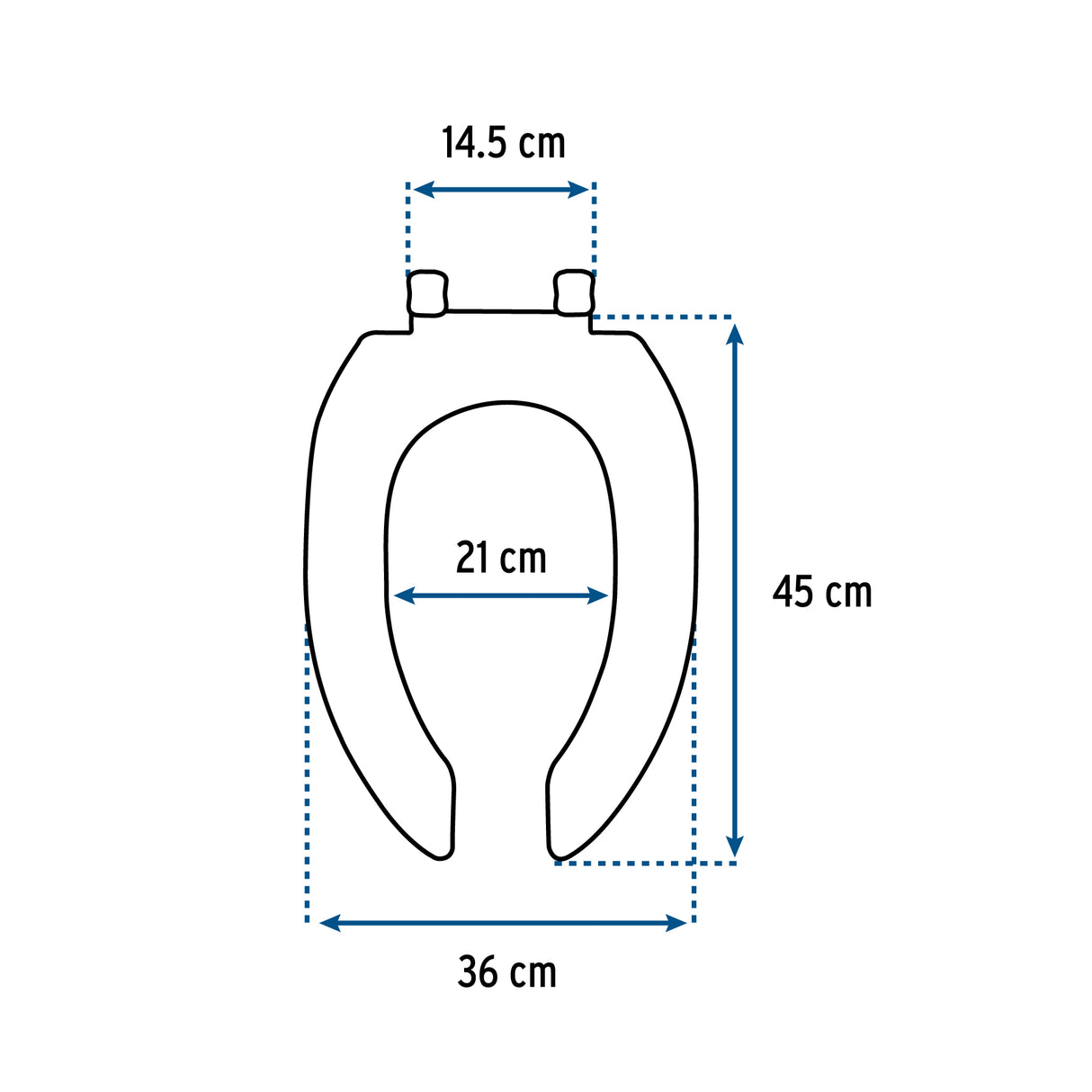 Asiento Alargado con Tapa para Wc, Abierto, Azul, Foset