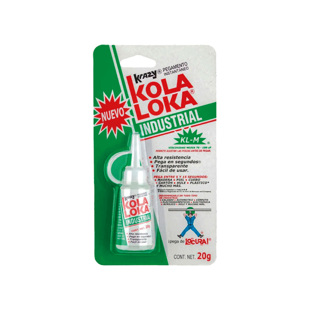 Kolaloka pegamento industrial instantaneo 1000 baja viscosidad 20G. *12*