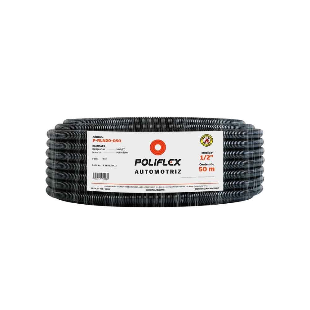 Poliflex ranurado 1/2 negro 50 m