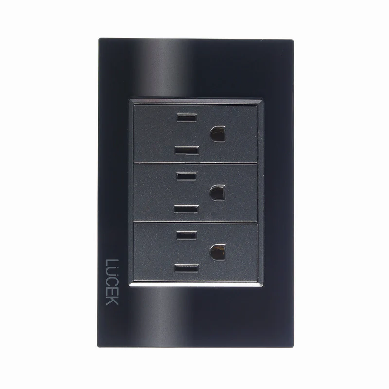 Lucek cristal negro 3 contactos 1 modulo