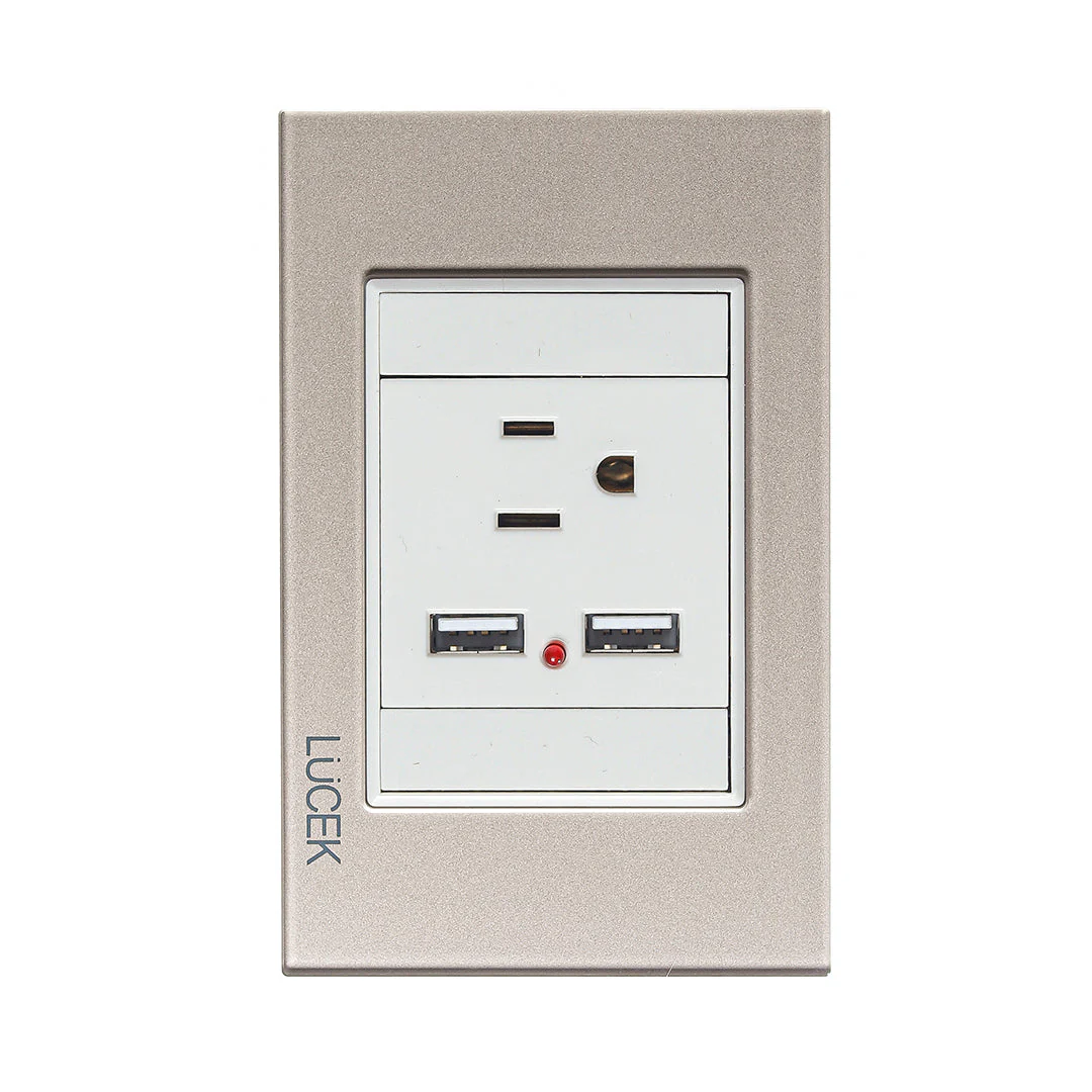 Lucek cristal dorado 1 contacto y 2 entradas USB