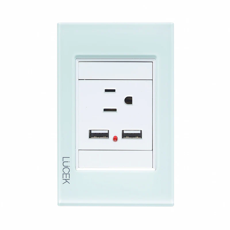 Lucek cristal aqua 1 contacto y 2 entradas USB