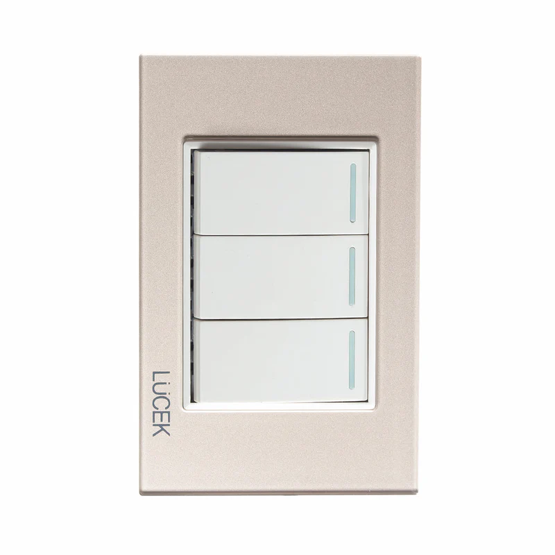 Lucek cristal dorado 3 interruptores sencillos 1 modulo