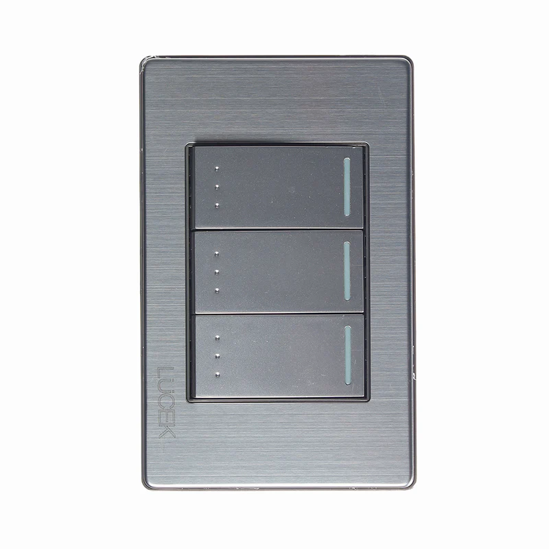 Lucek premium plateado metalica 3 apagadores de escalera 1 mod