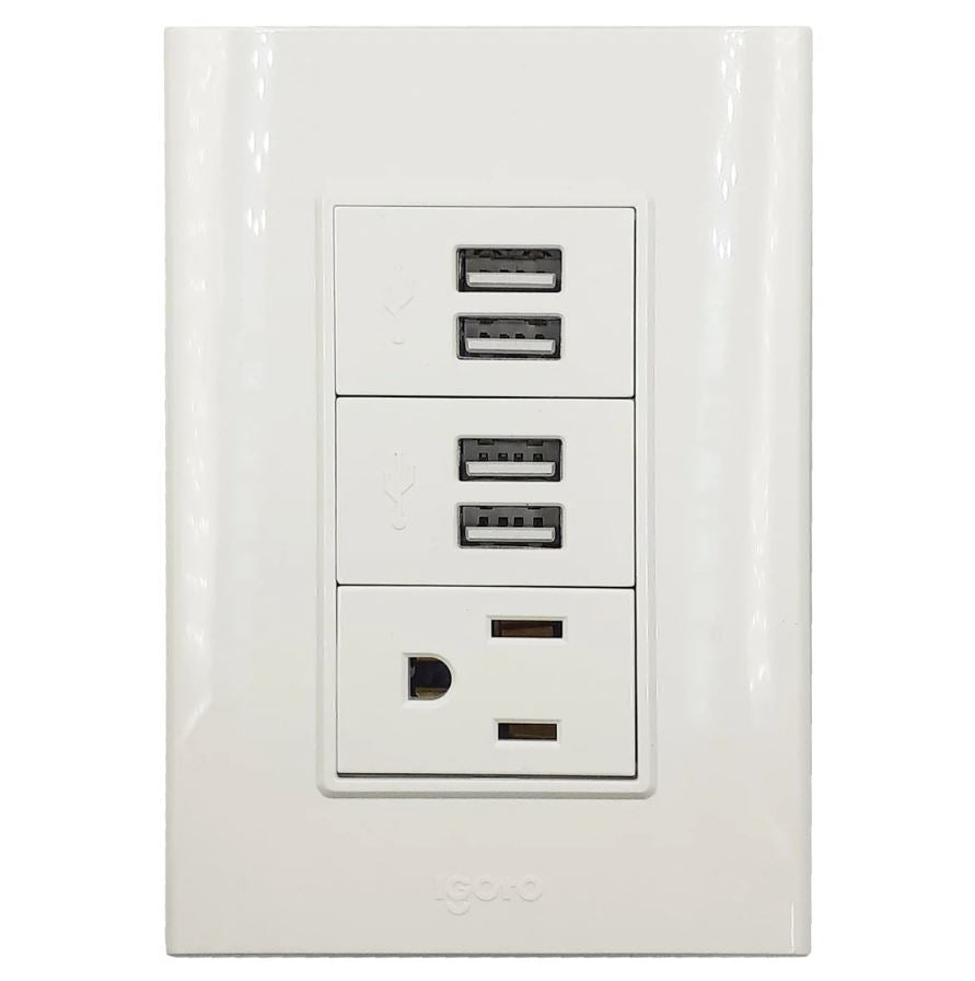 Igoto placa 4 USB + 1 contacto PBUSB4-B