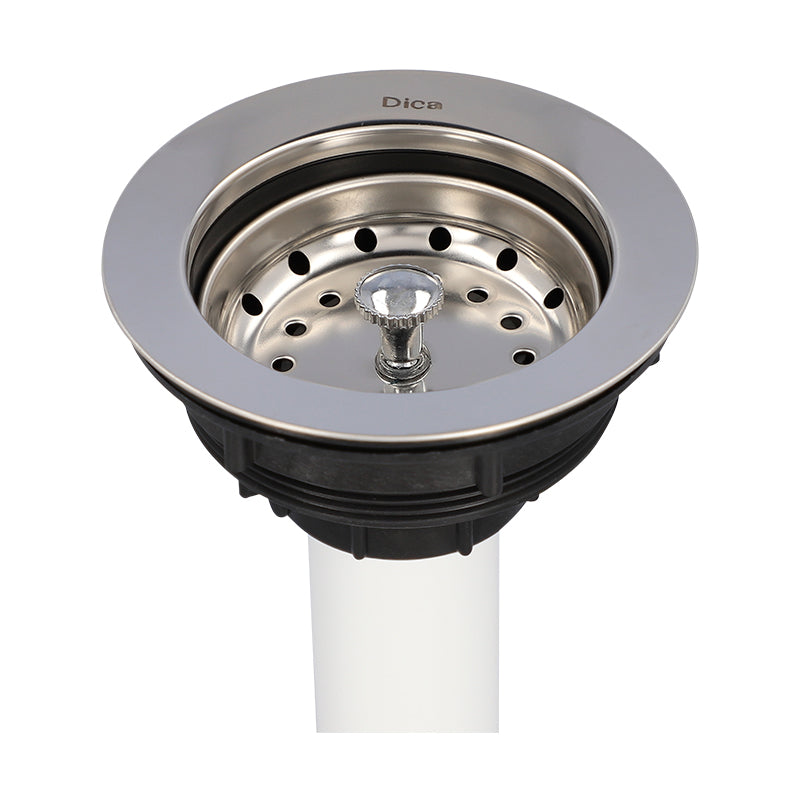 Dica 3730CB cespol plastico flex. con bote grande con contracanasta clasica para fregadero blanco - imagen 3