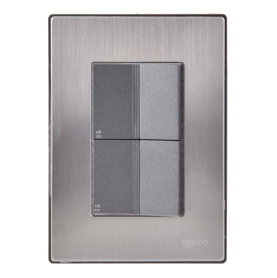 Igoto placa armada inox con 2 apagadores escalera de 1.5 mã“dulos plata