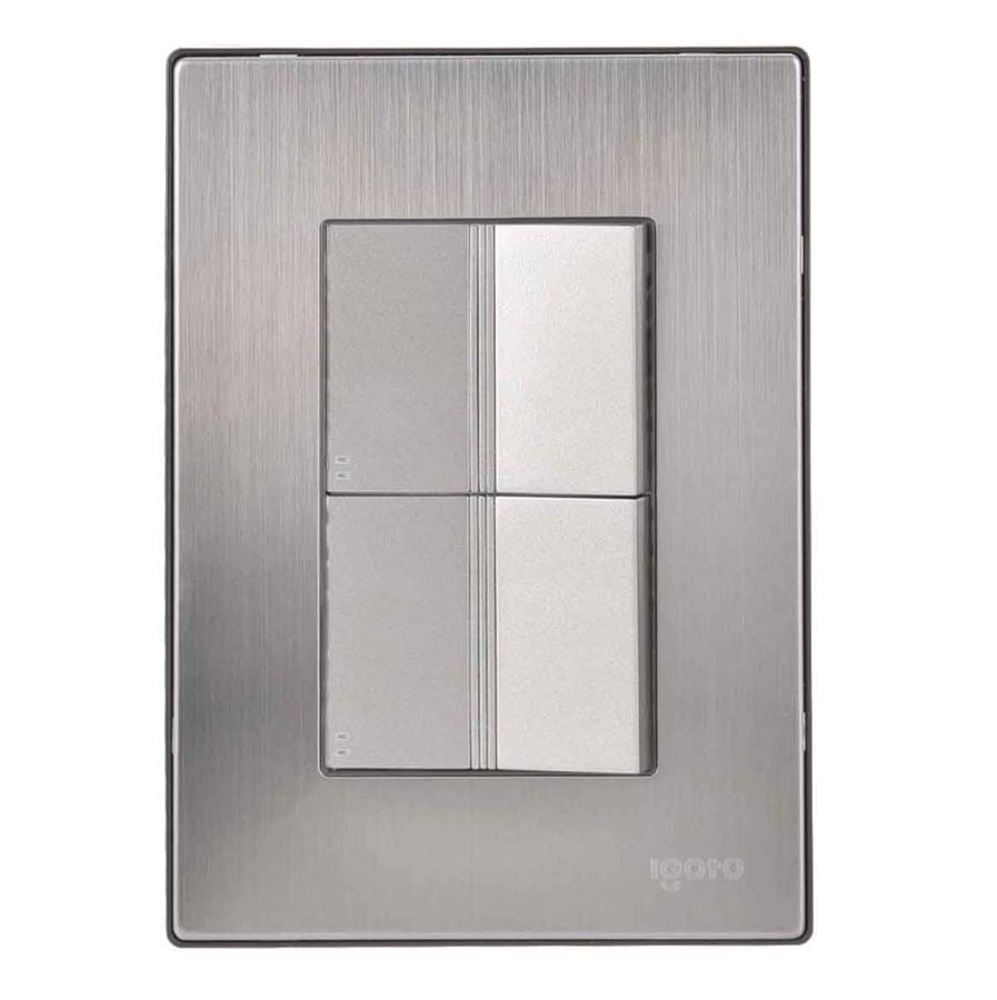Igoto placa armada inox con 2 apagadores escalera de 1.5 mã“dulos oxford