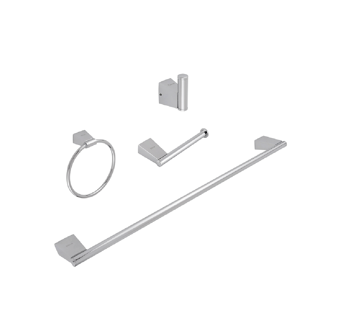 Dica 3500 juego de acces. de 4 piezas redondo perfilado cuerpo de acero inox. acabado cromo