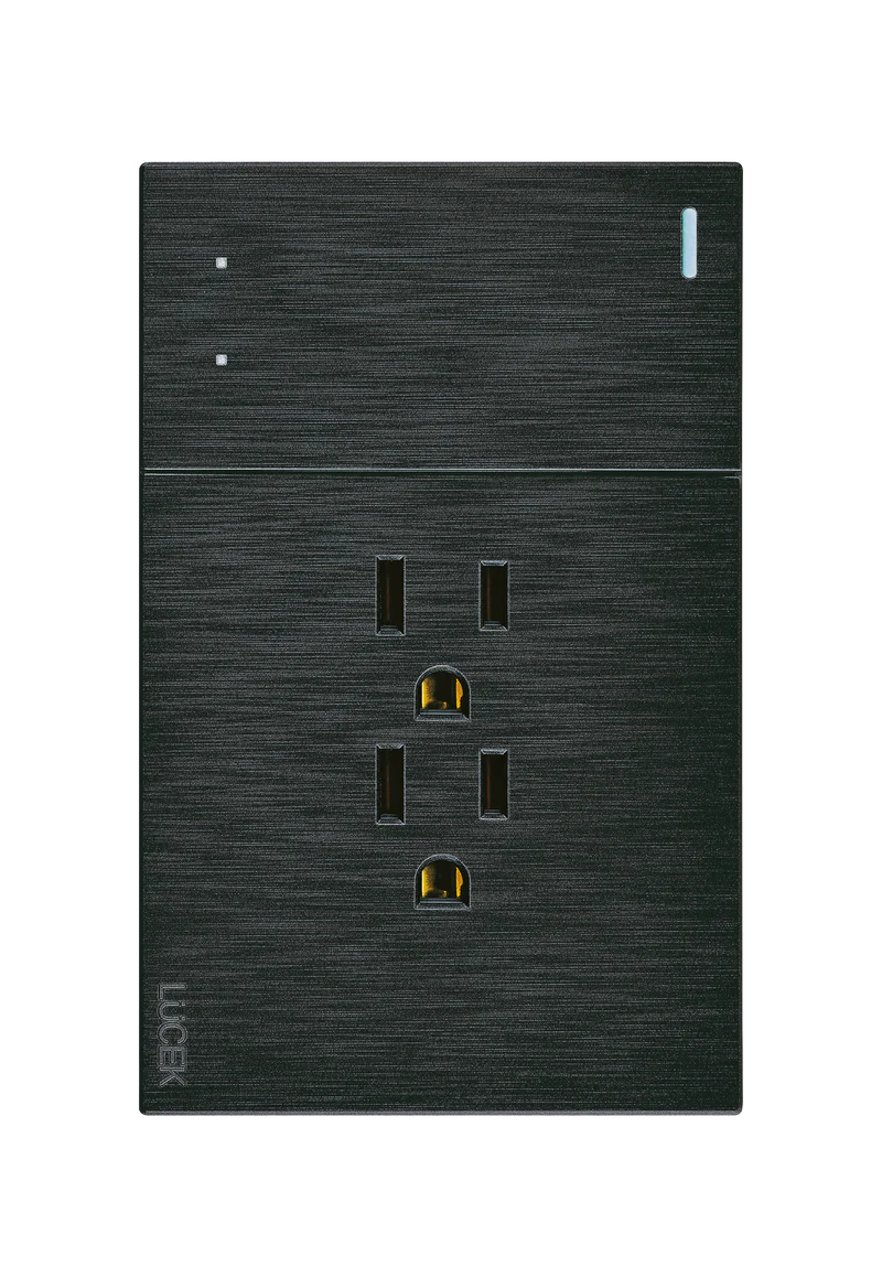 Lucek flat negro -BF14-N- 1 interruptor, escalera y 2 contactos, 1 mflat
