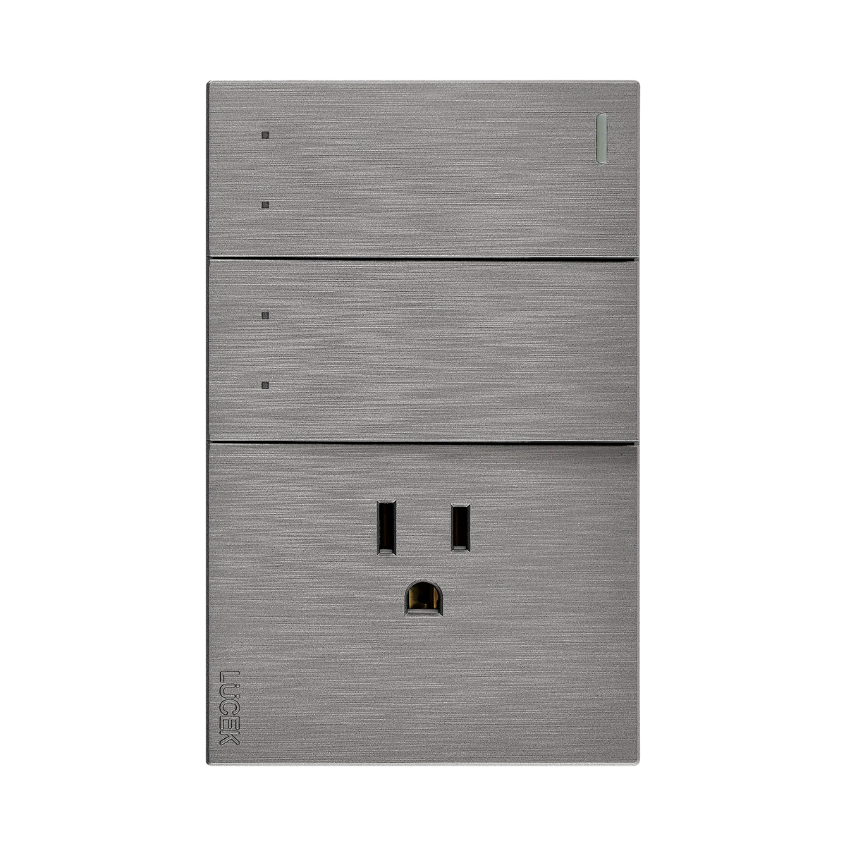 Placa Lucek Flat plata BF13-P con 2 interruptores de escalera y 1 contacto, 1 módulo