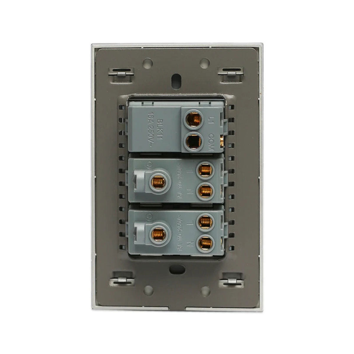 Lucek cristal espejo plata 1 interruptor sencillo y 2 contactos de 1 mod - imagen 3
