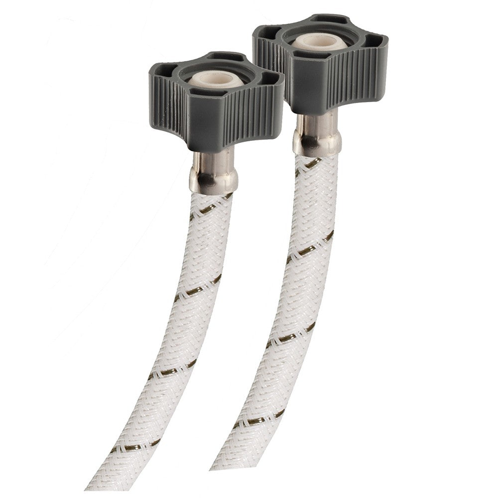 Urrea LBPP40 Manguera para Lavabo, Tramado de Nylon Blanco con Tuercas Plásticas de 40 cm