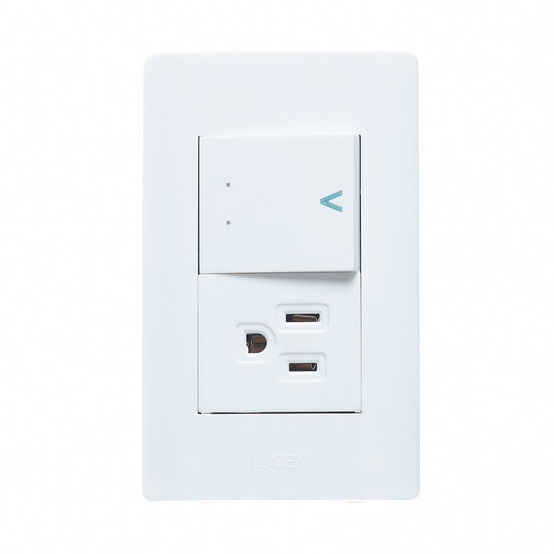Lucek Placa con 1 Interruptor de Escalera y Contacto 1.5M BA07/3-B